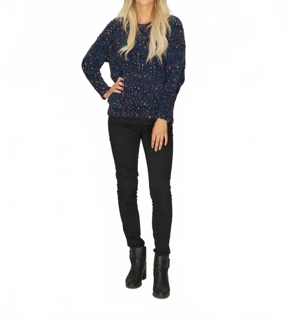 NEW PAPILLON chenille knit sweater in navy